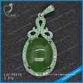 Fashion 925 sterling silver Glass jade gemstone pendant